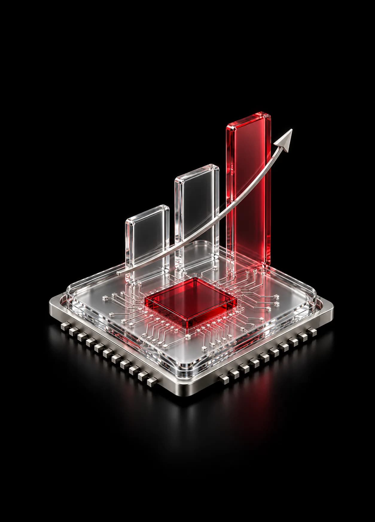 Glass processor with a red chip