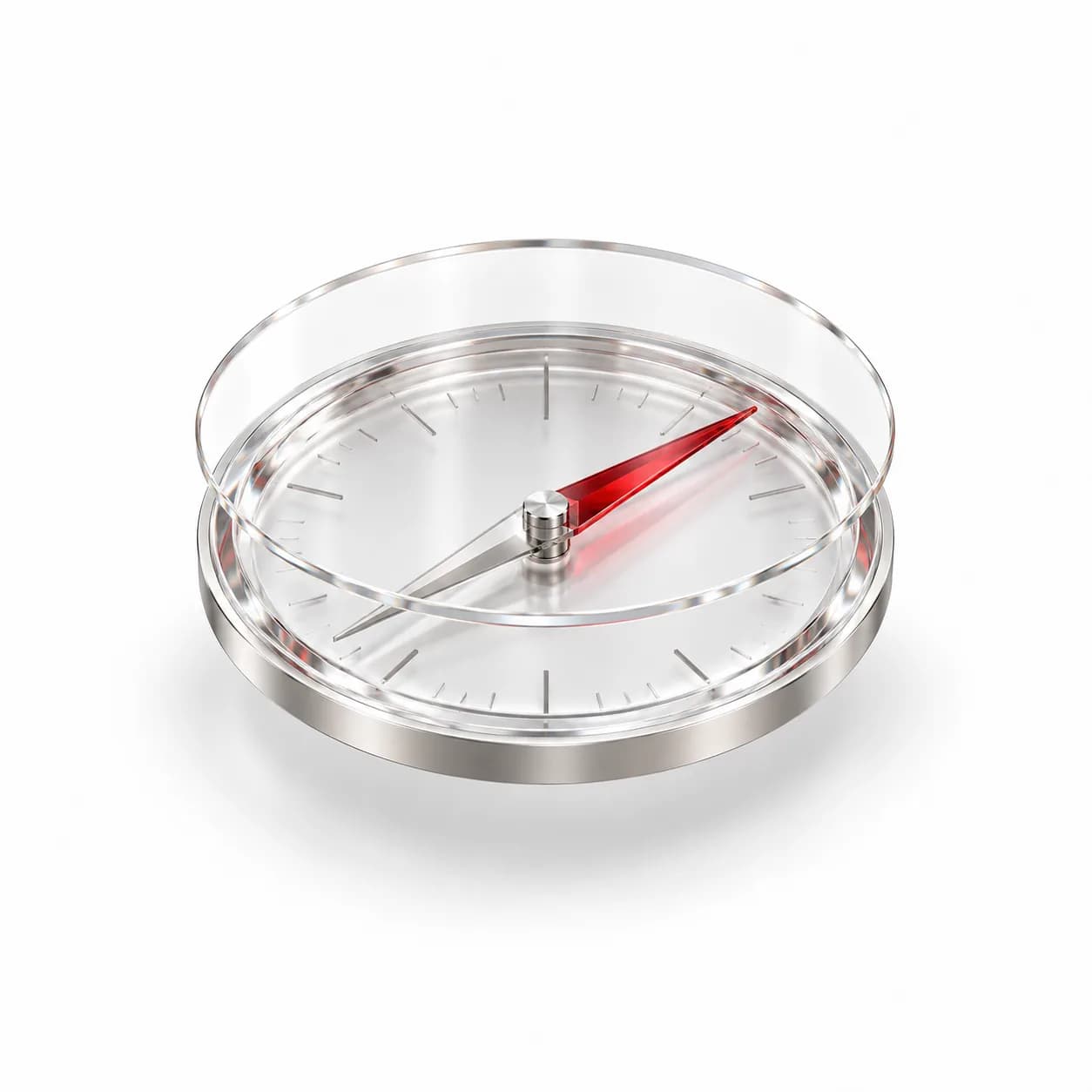 Isometric compass with a red needle